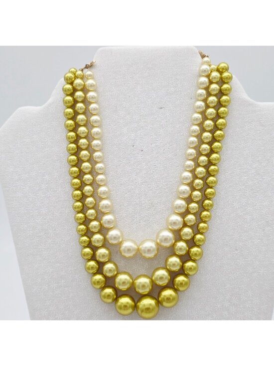 Unbranded Jewelry - Green Multi-Strand Faux Pearl Necklace With Adjustable Hook Closure Vintage